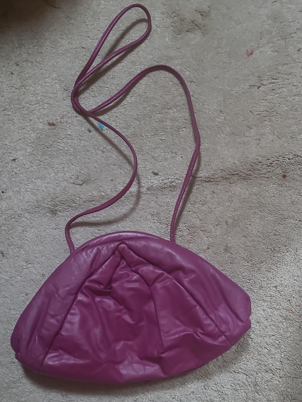 VTG 1980's Park Avenue Dark Pink Bubble Purse Genuine Leather Clutch USA